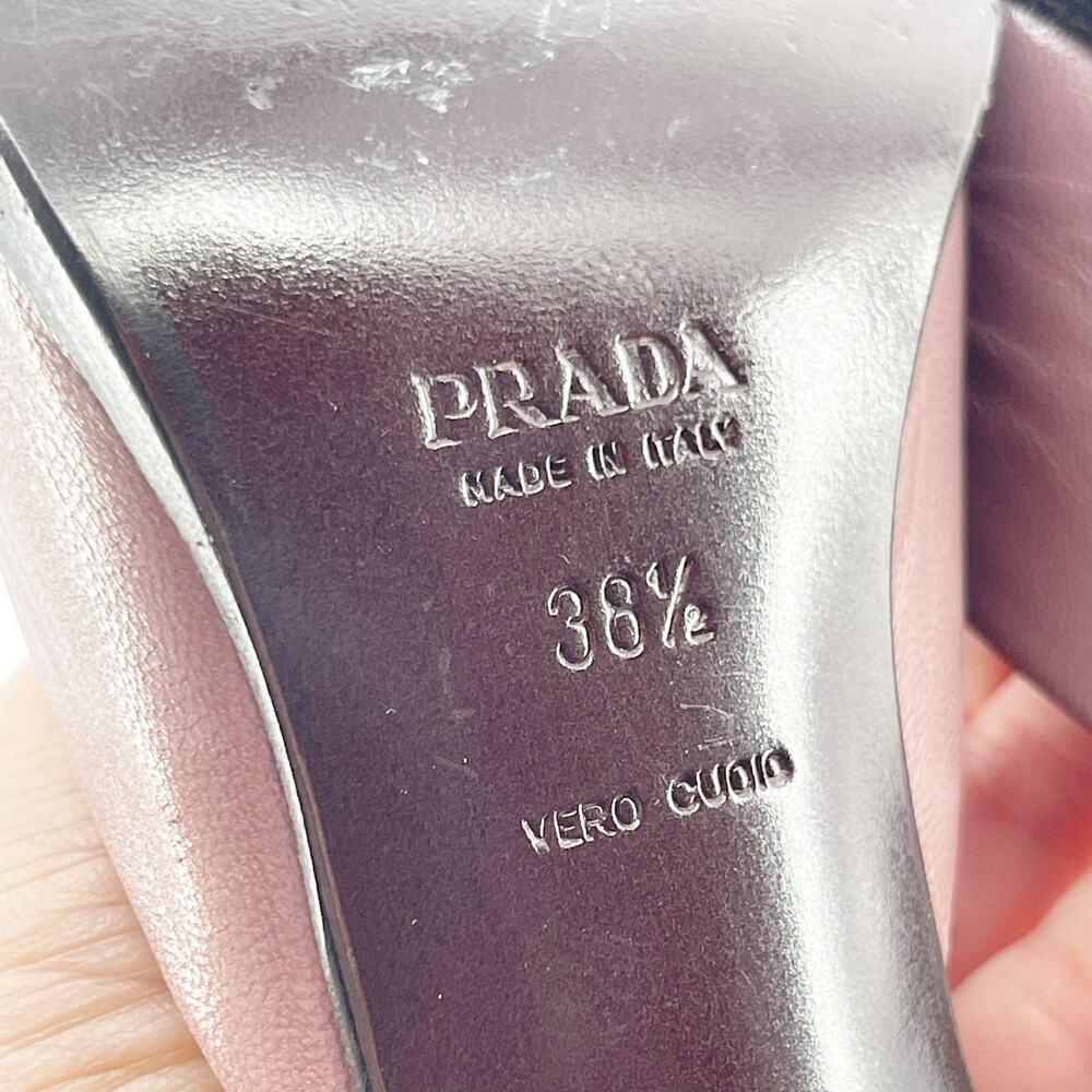 Prada Vintage Mauve Purple Two Tone Rose Square Toe Mule Block Heels IT 38.5 - Picture 11 of 11